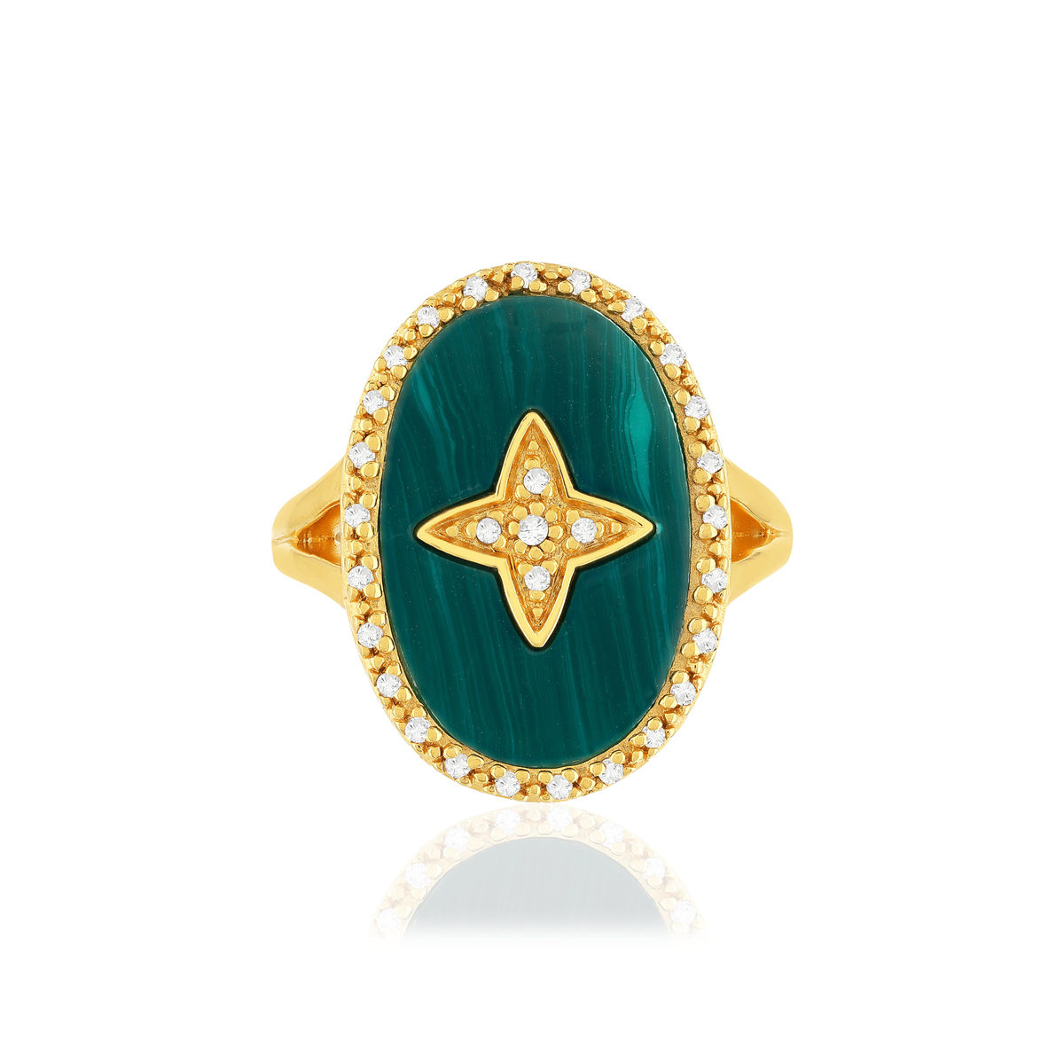 Bague plaqué or zirconias pierre imitation