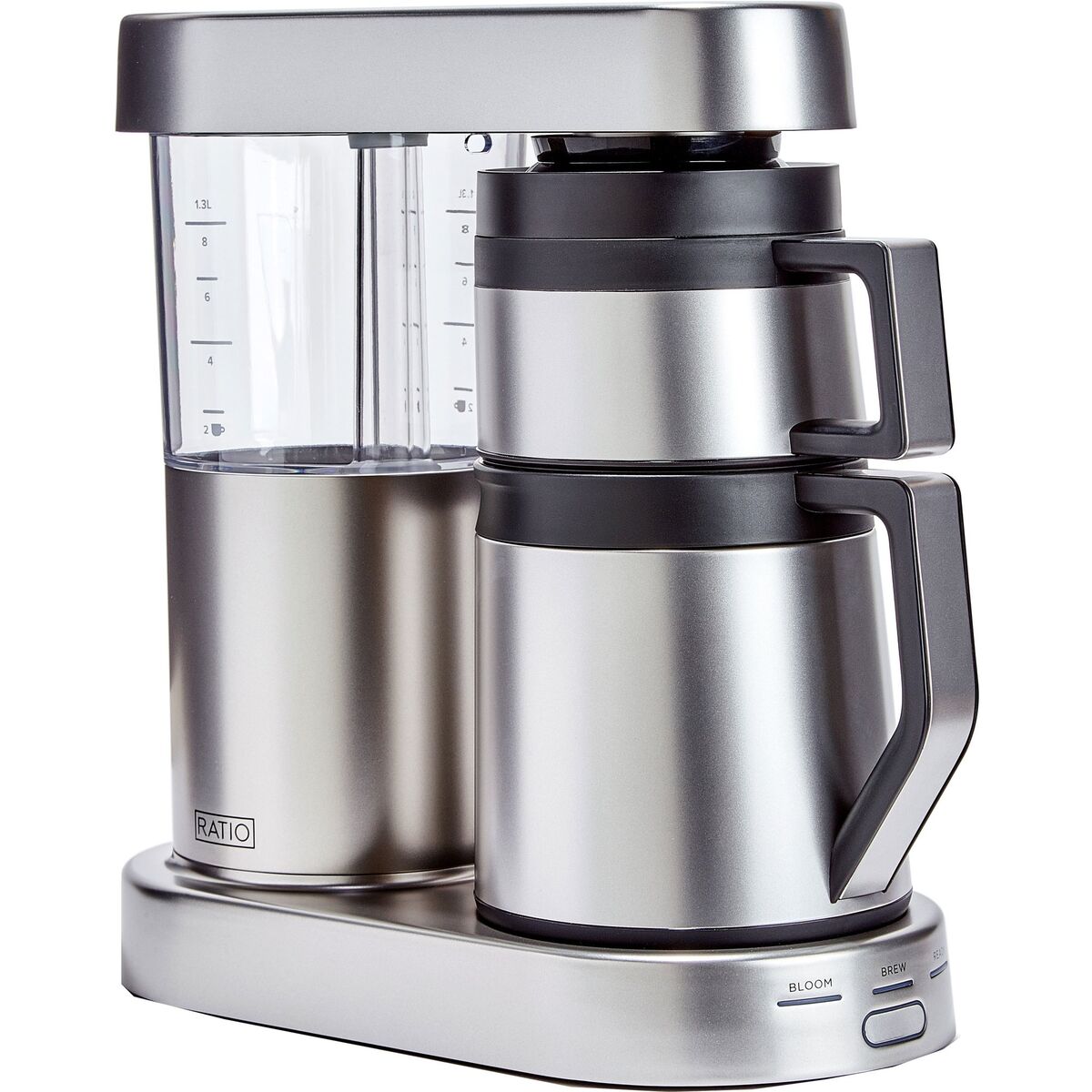 Six kaffetrakter 1,25 liter, matt rustfritt stål