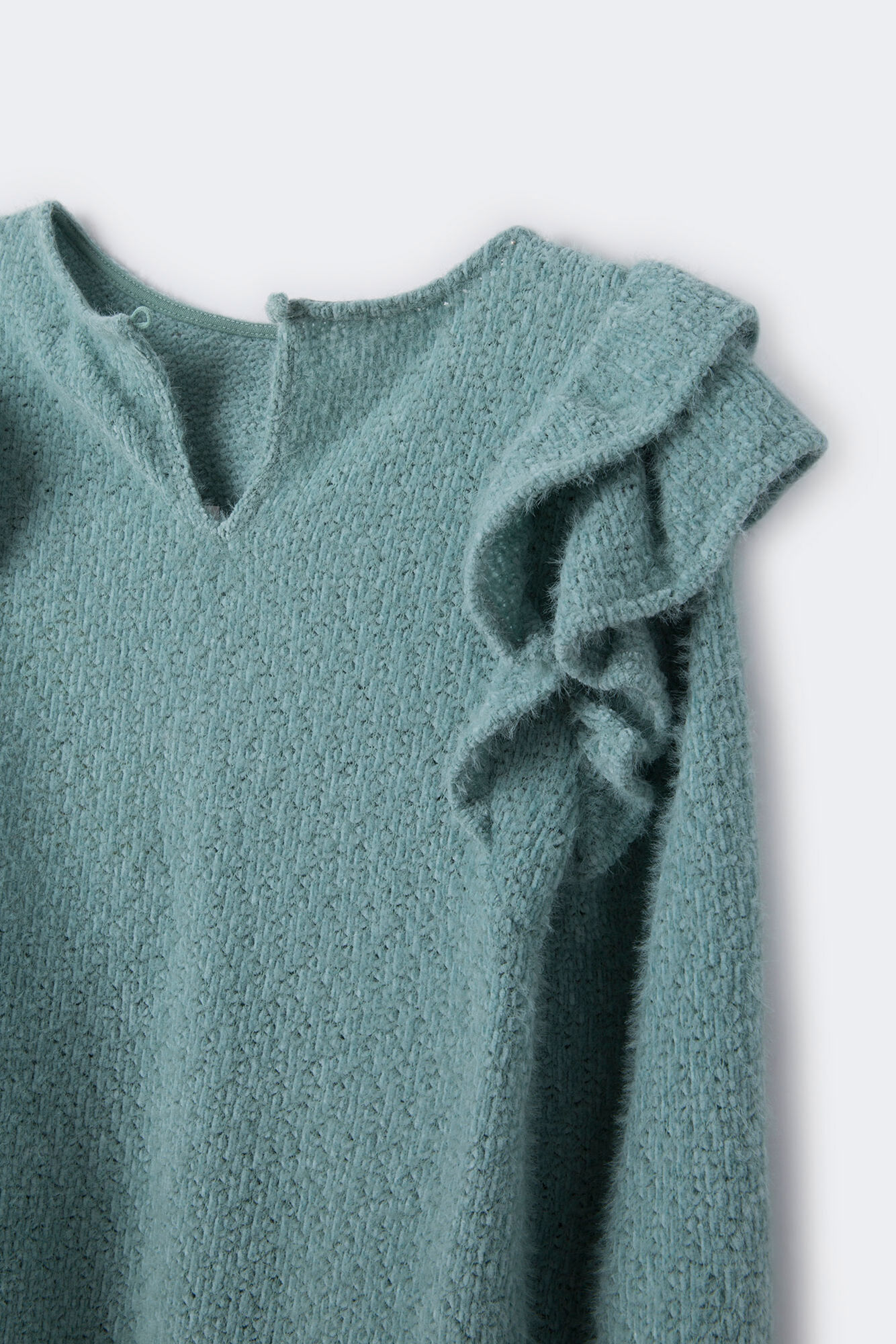 Suéter infantil de chenille com babados
