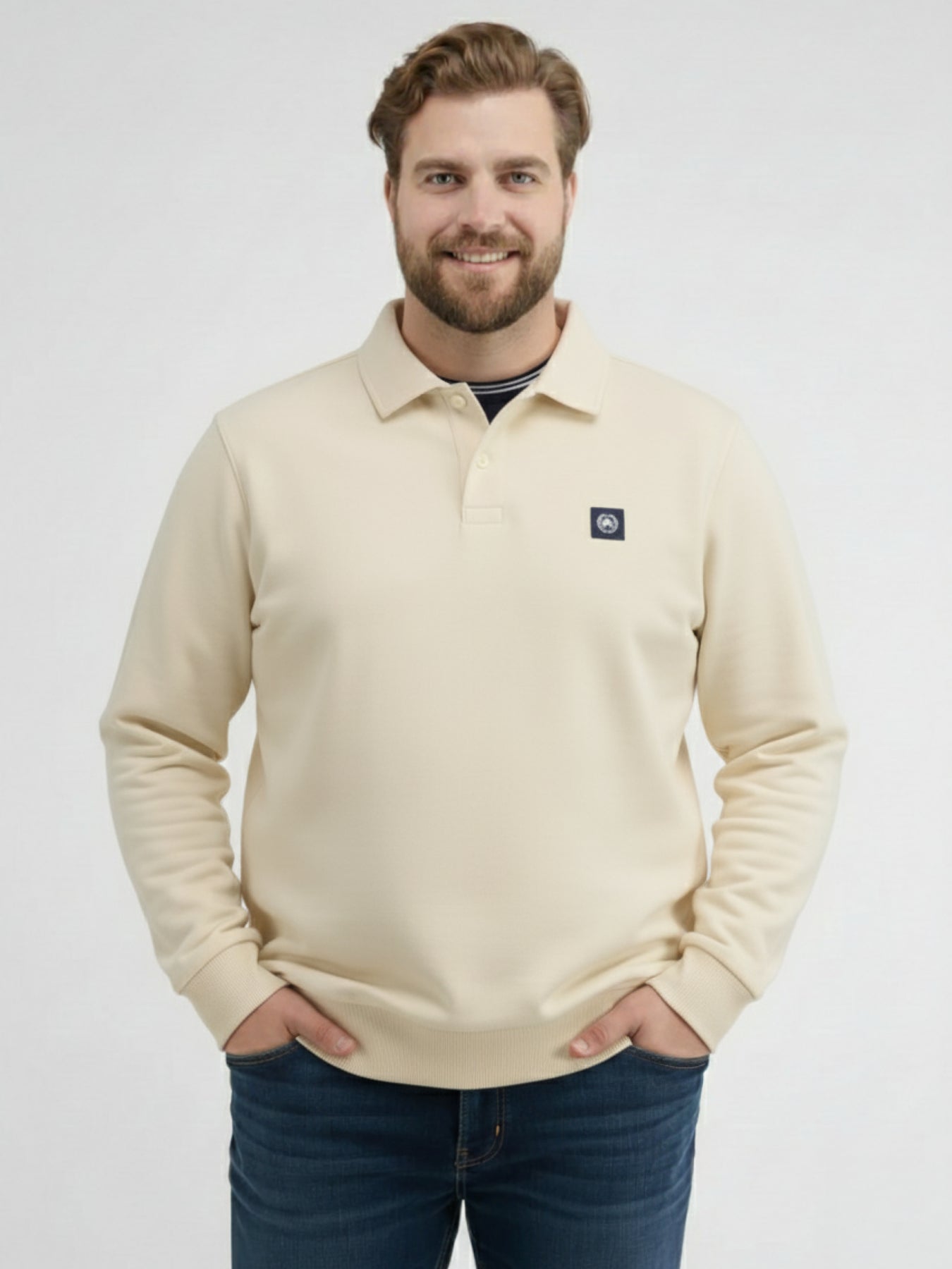 Langarm-Poloshirt in Übergrössen