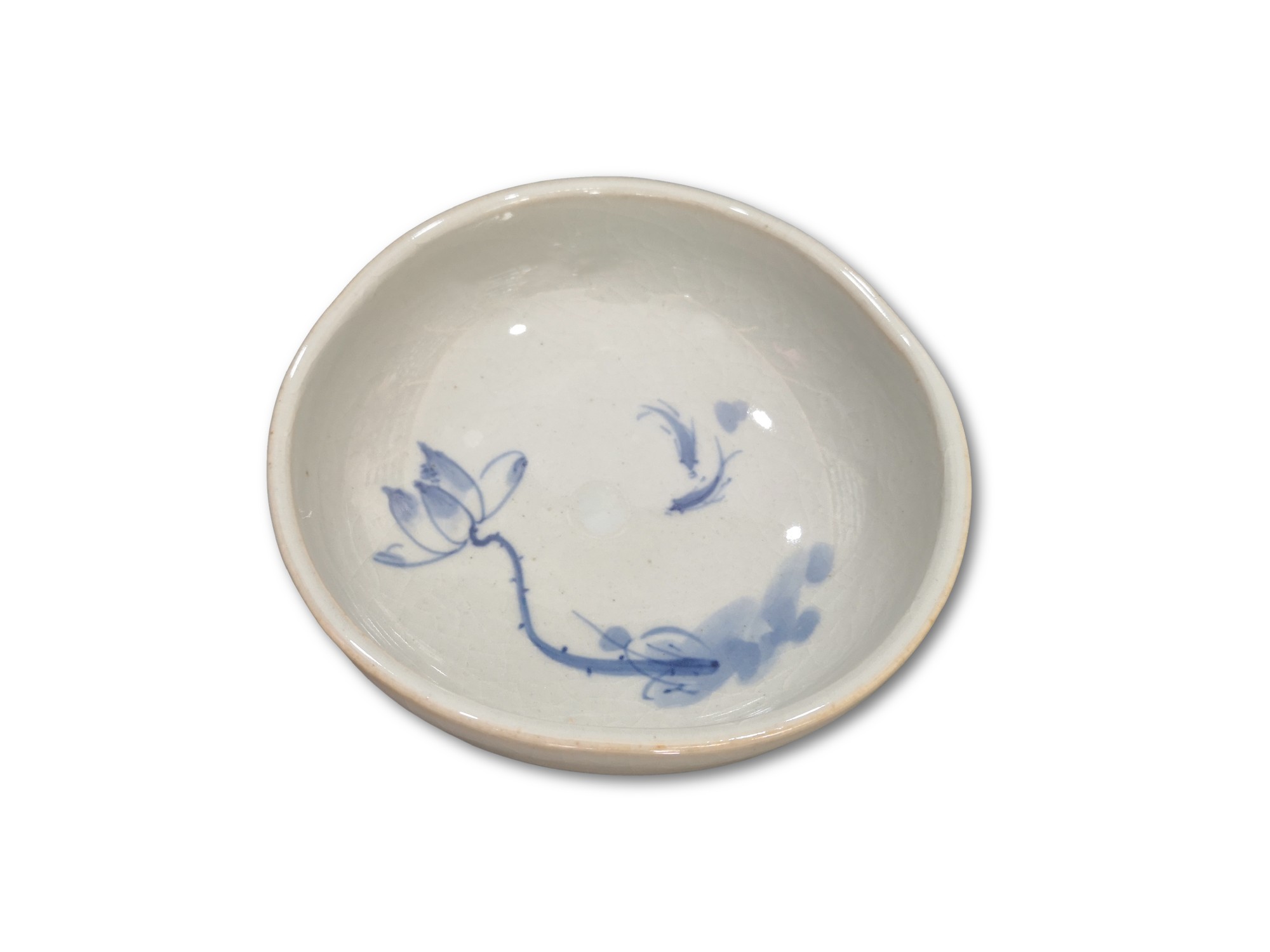 Keramikschale, weiß, blau, Ø 13 cm, H 5 cm von fischer's lagerhaus