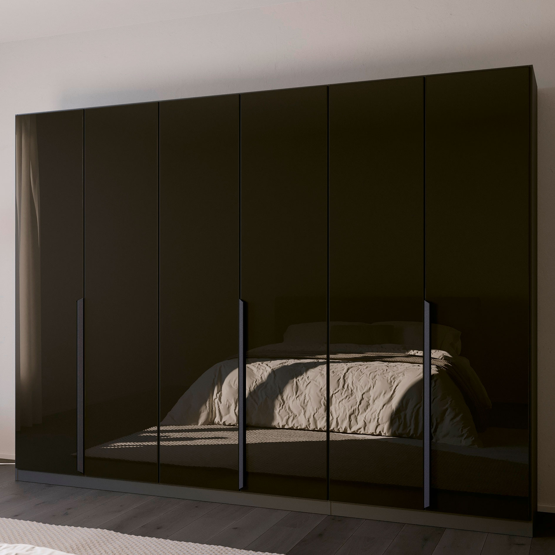 Drehtürenschrank - Glas Basalt - grau metallic - 271 cm