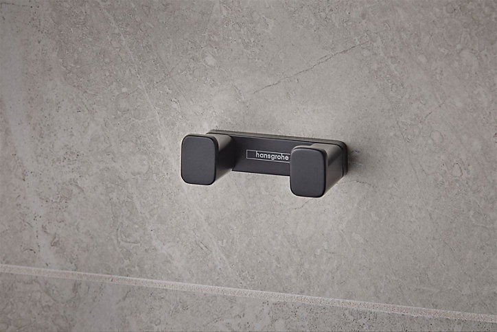 Crochet double porte serviettes noir mat Addstoris Hansgrohe
