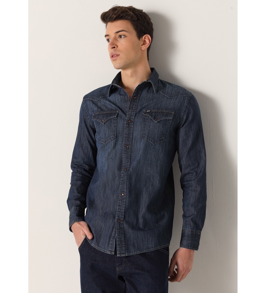 Camisa jeans de manga comprida Six Valves Navy