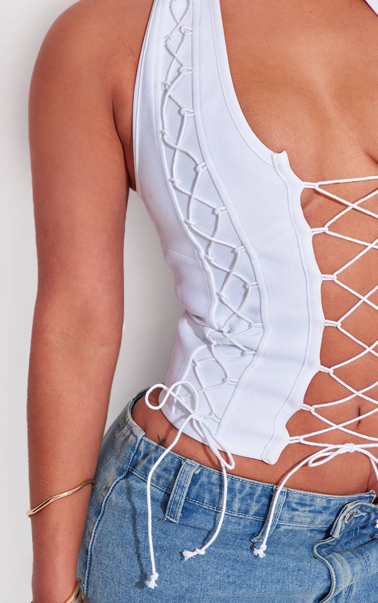 Blanc Top Corset À Laçage Bandage Shape