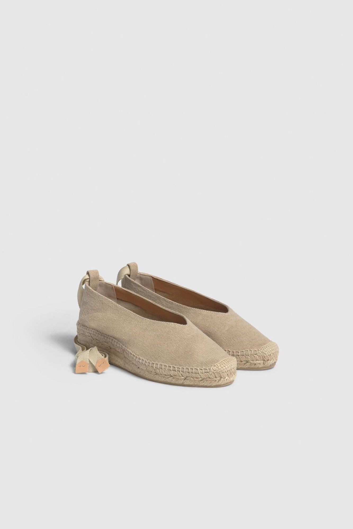 Chinelo com plataforma Gea canvas - Areia