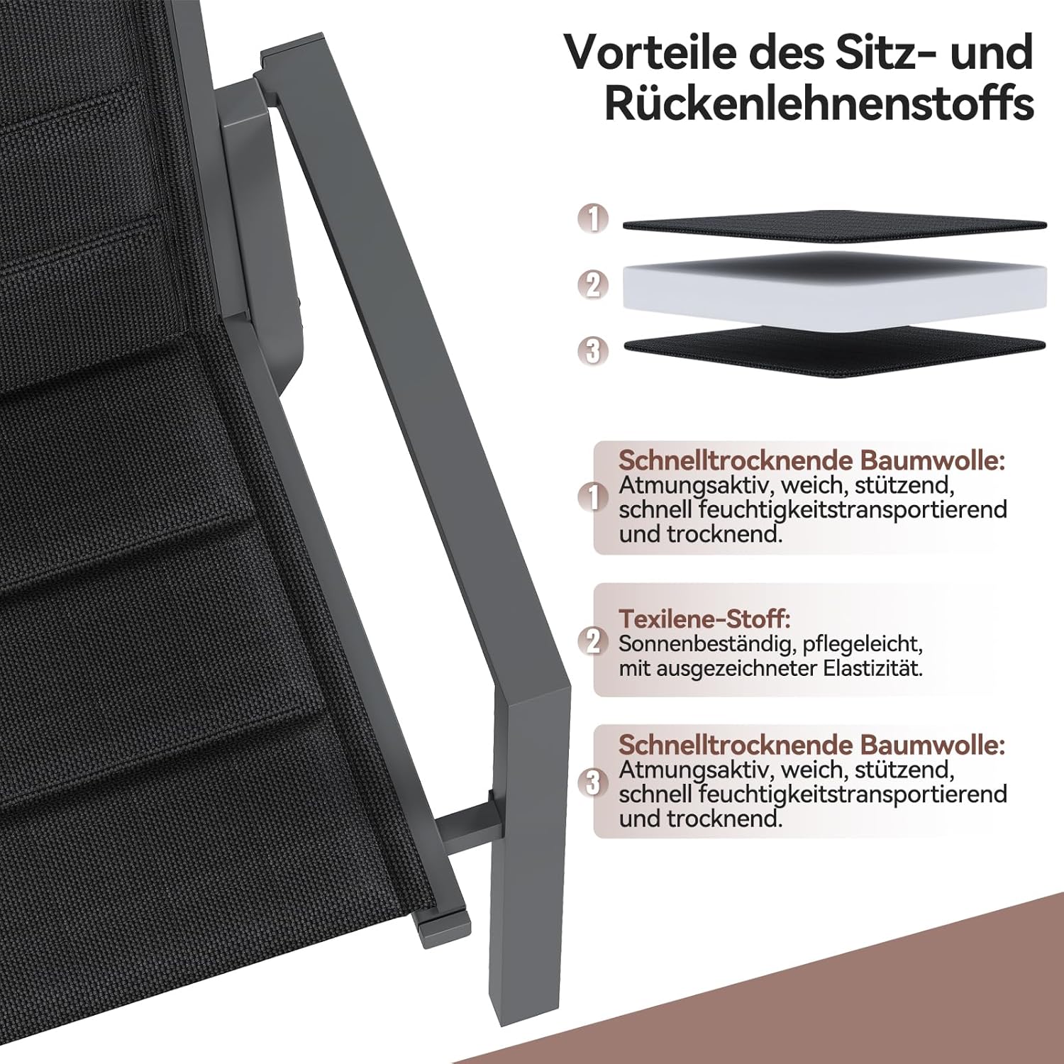 Gartenstühle Stapelbar, 2er Set Aluminium Gartenstuhl mit Armlehnen, Garten Stapelstühle, Balkonstühle, Garten Esszimmerstühle, Wetterfeste Terrassenstühle, Dunkelgrau