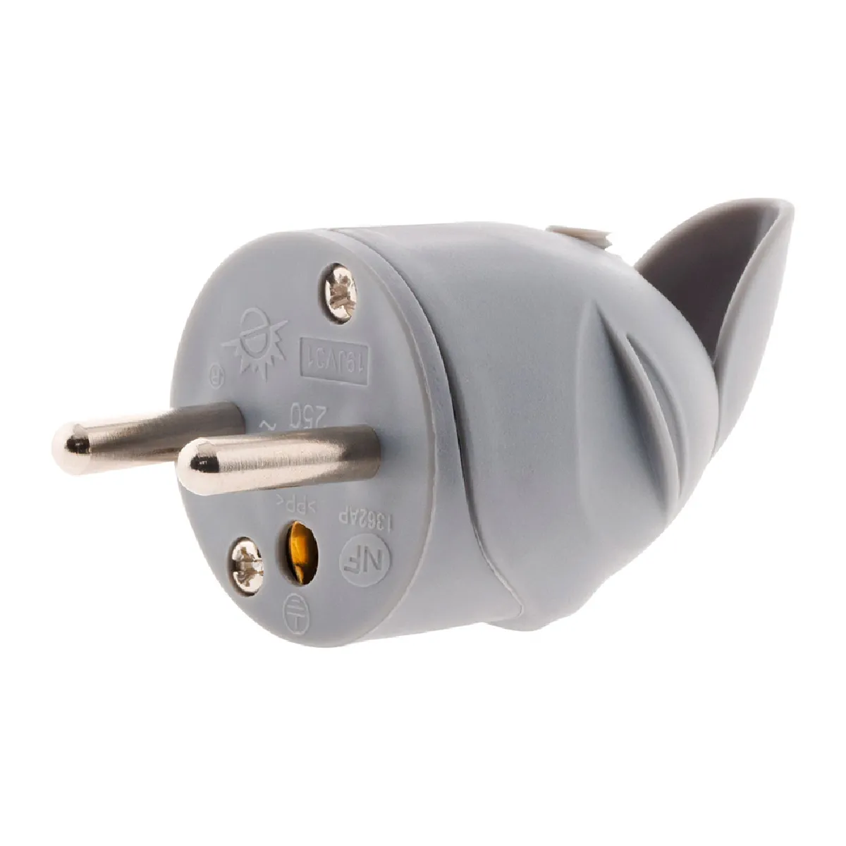 Zenitech Fiche mâle coudée 16A 2P+T - Lot de 10 - Gris