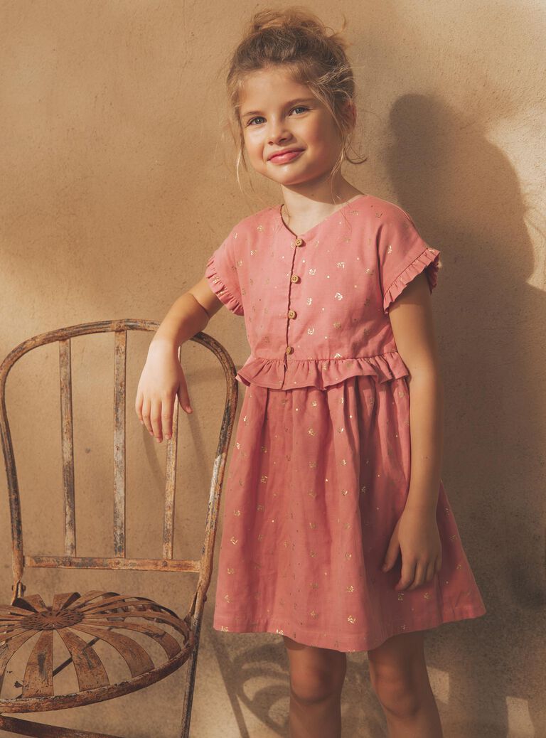 Robe vieux rose à fleurs