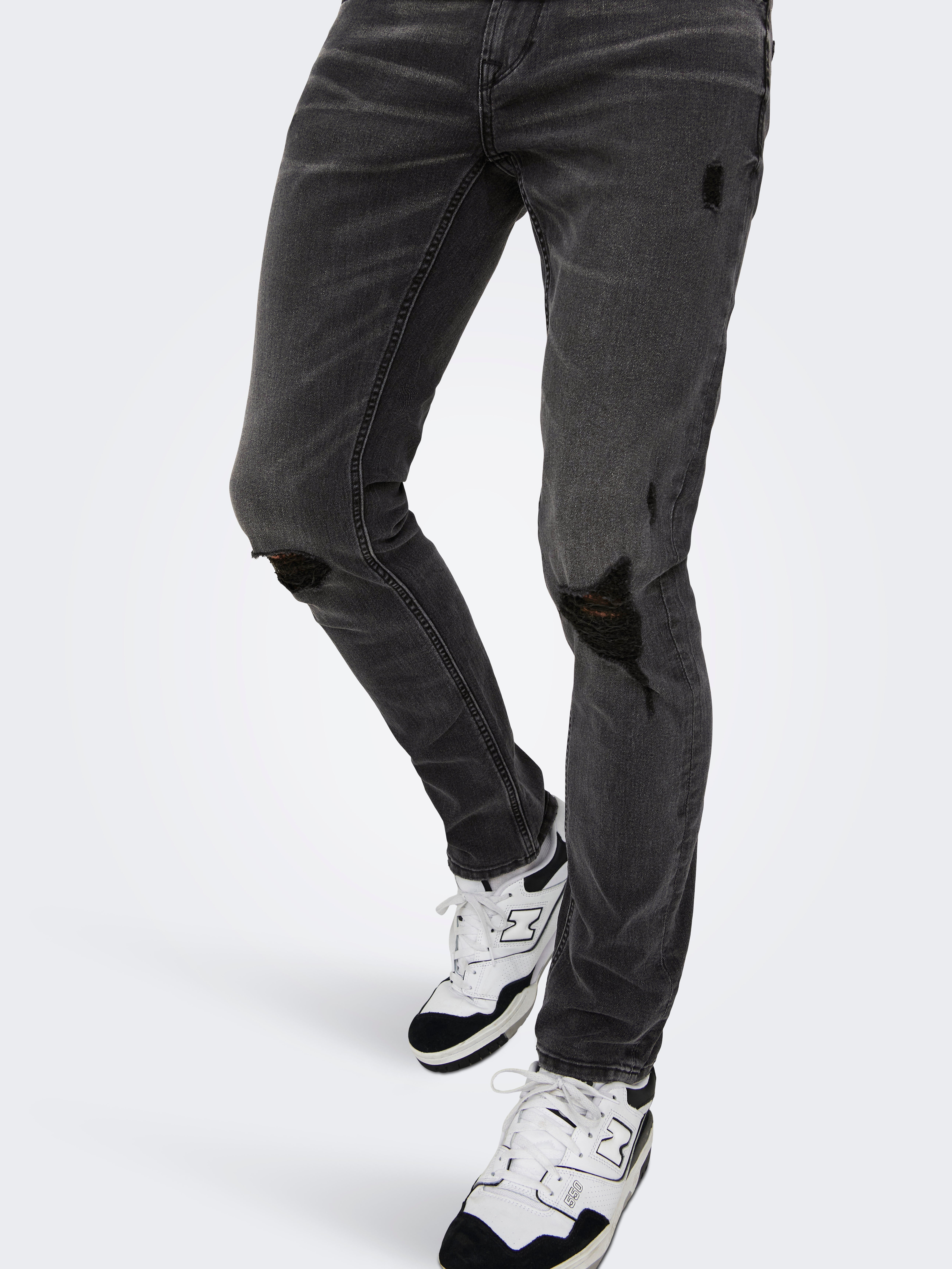 ONSLOOM Mittlere Taille Slim Fit Jeans Dark Grey Denim