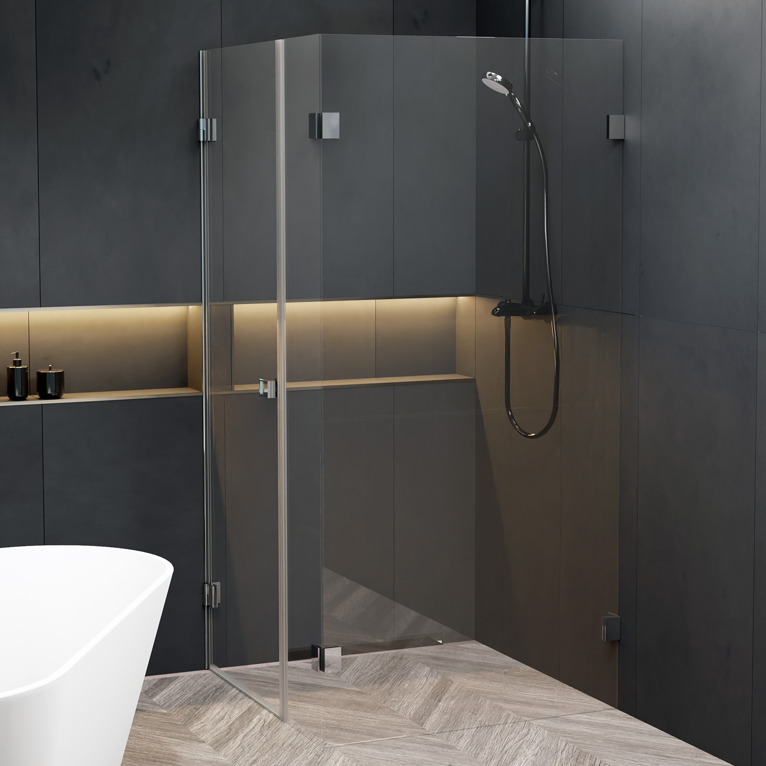 Riho Scandic X204 douchecabine links 100x100cm chroom