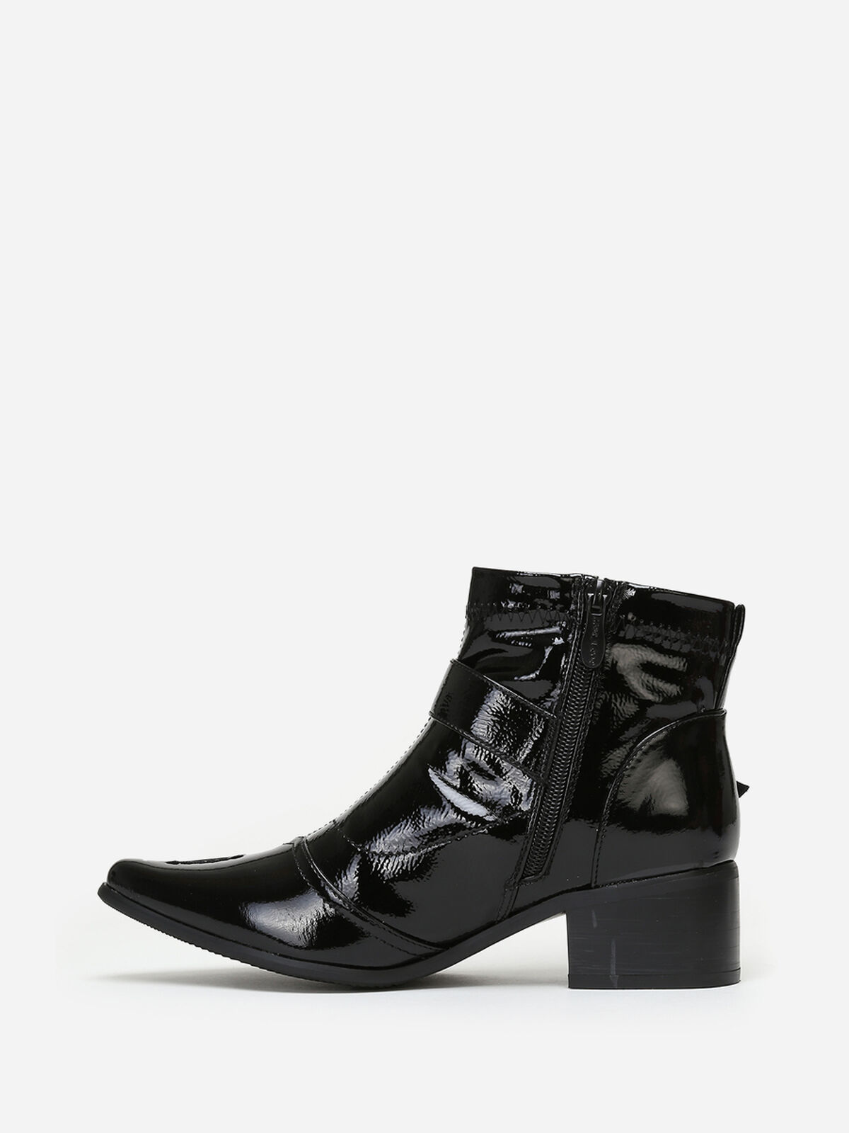 Bottines bout pointu vernies- Noir