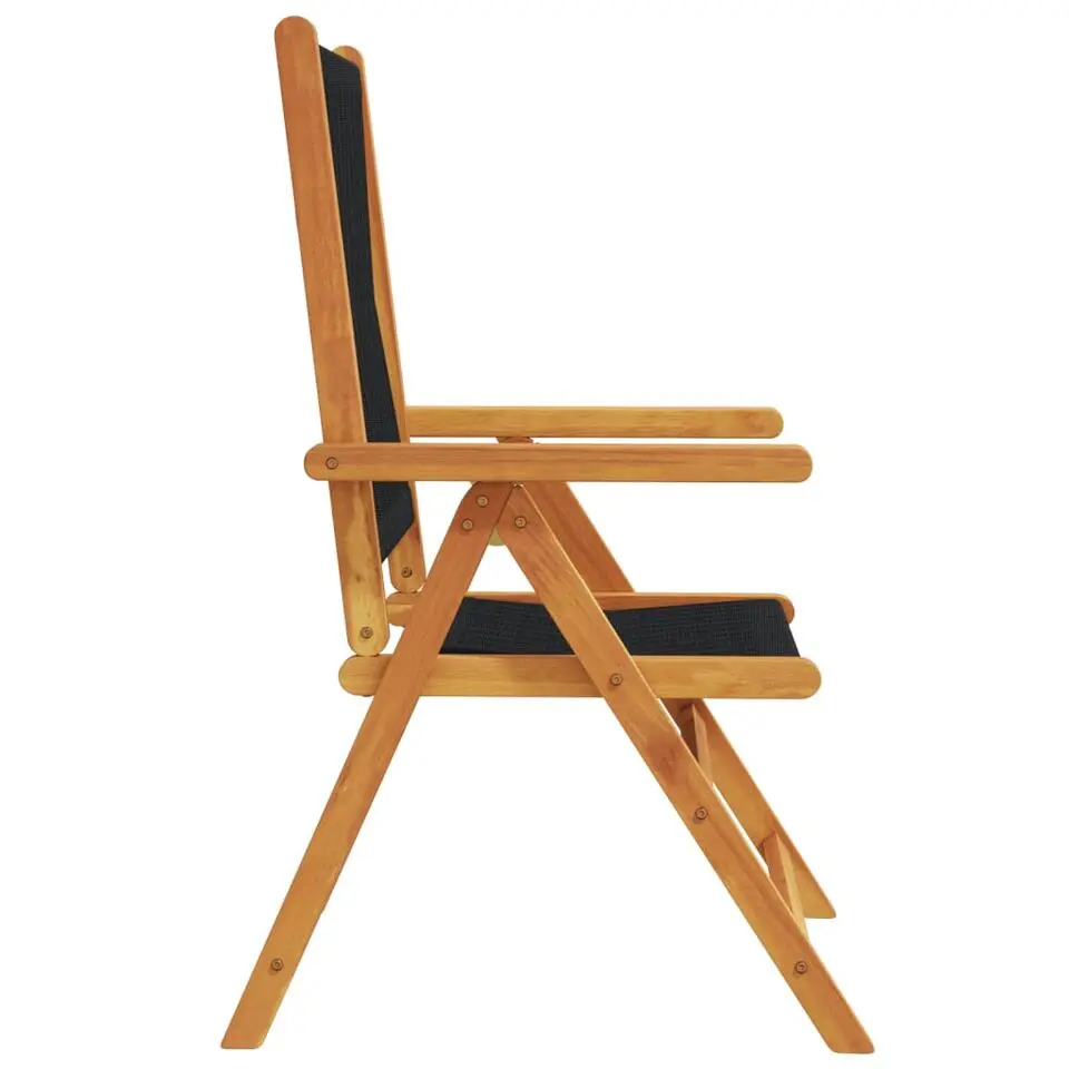 vidaXL- Tuinstoelen - Zwart - Massief acaciahout en polypropeen - 2 stuks