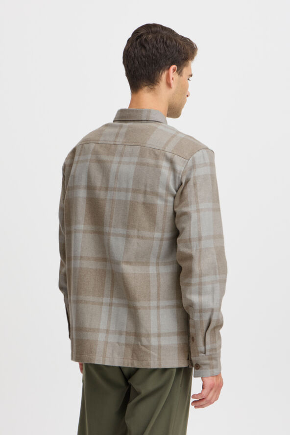 Casual Friday CFAUGUSTO LS checked overshirt Silver mink melange
