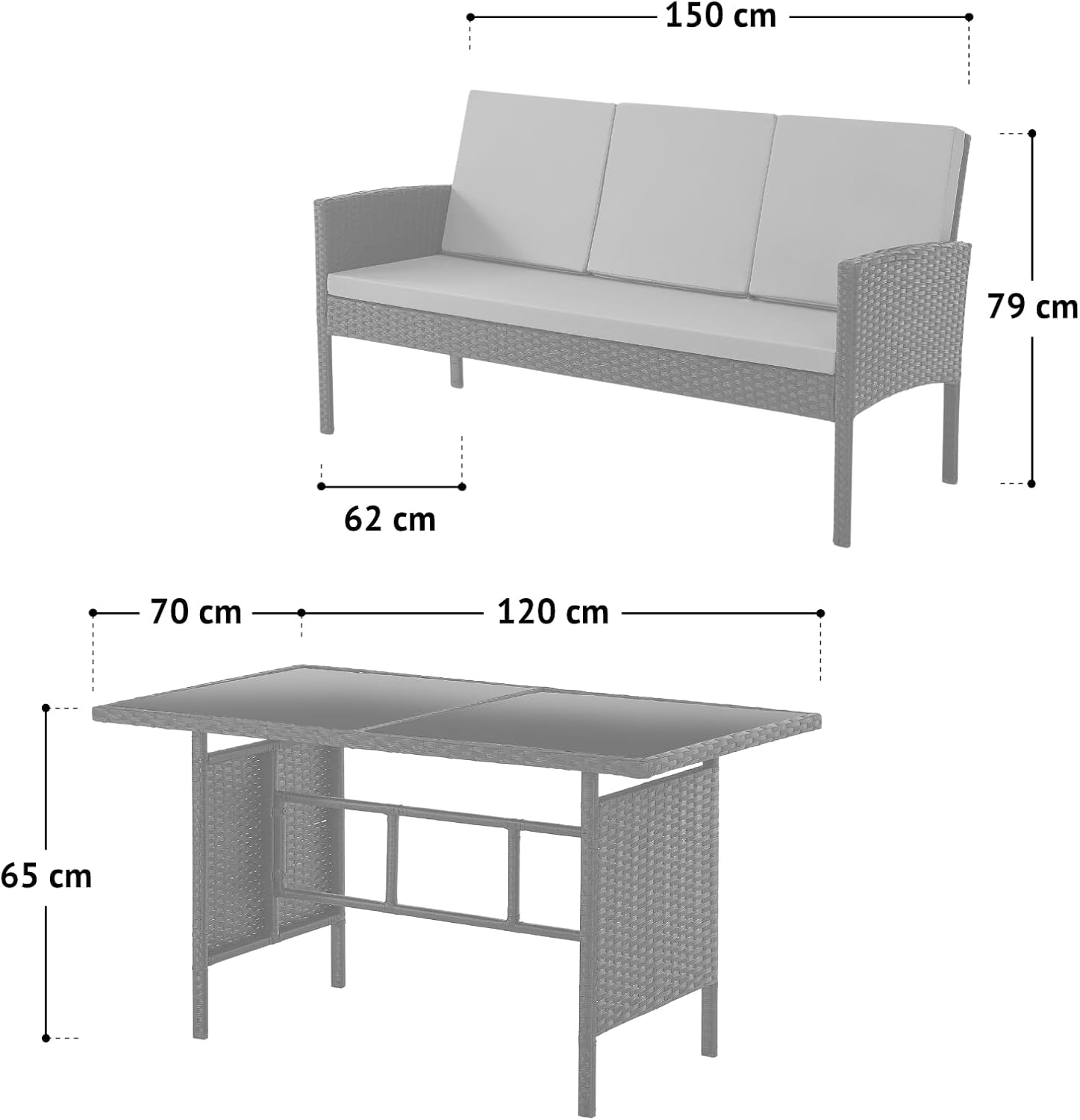 SVITA Denver Polyrattan Gartenmöbel Set 7 Personen Essgruppe Lounge Esstisch Braun