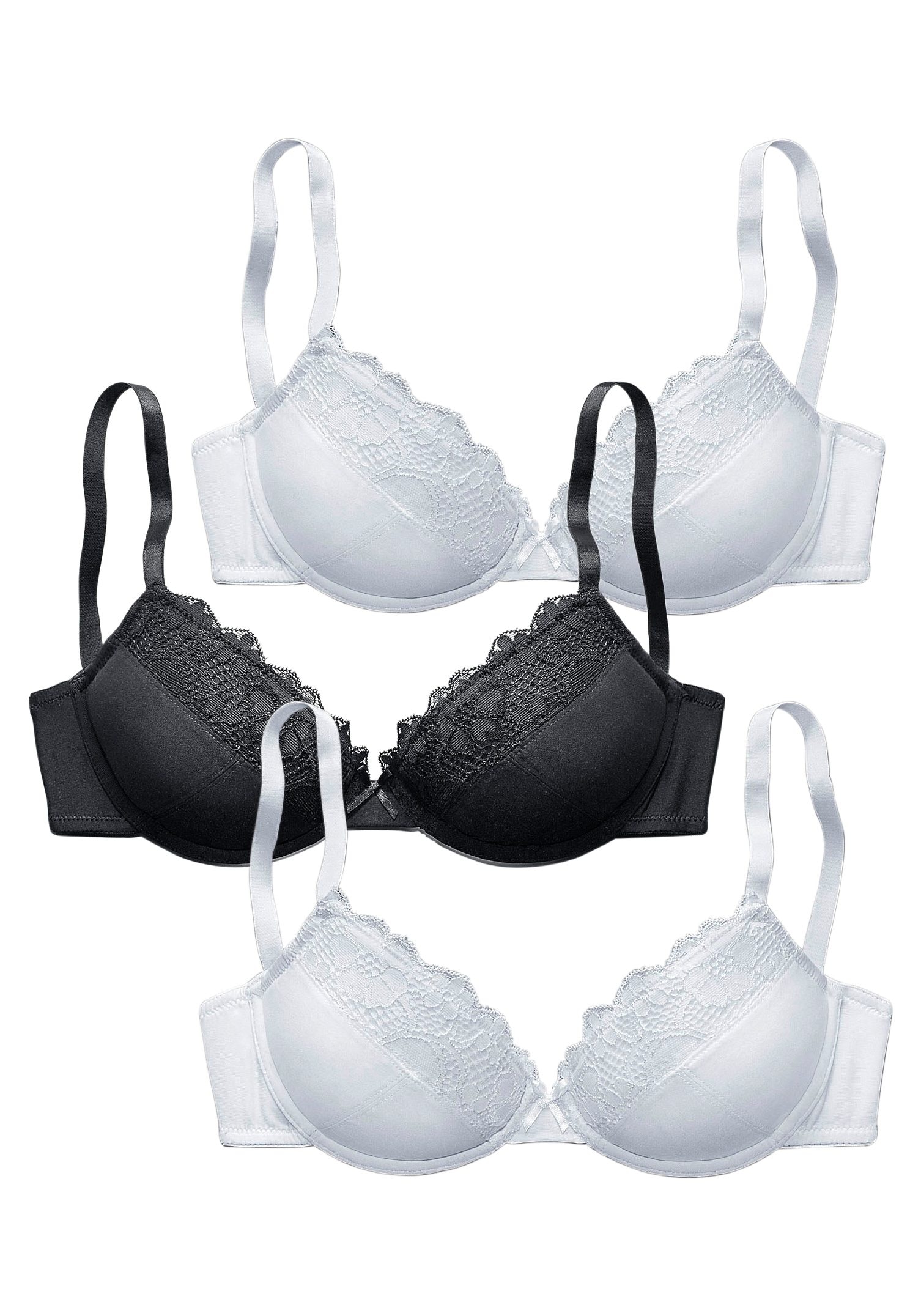 petite fleur Push-up-BH, 3 Stücker Packung, mit Bügel im attraktiven Multipack, Dessous