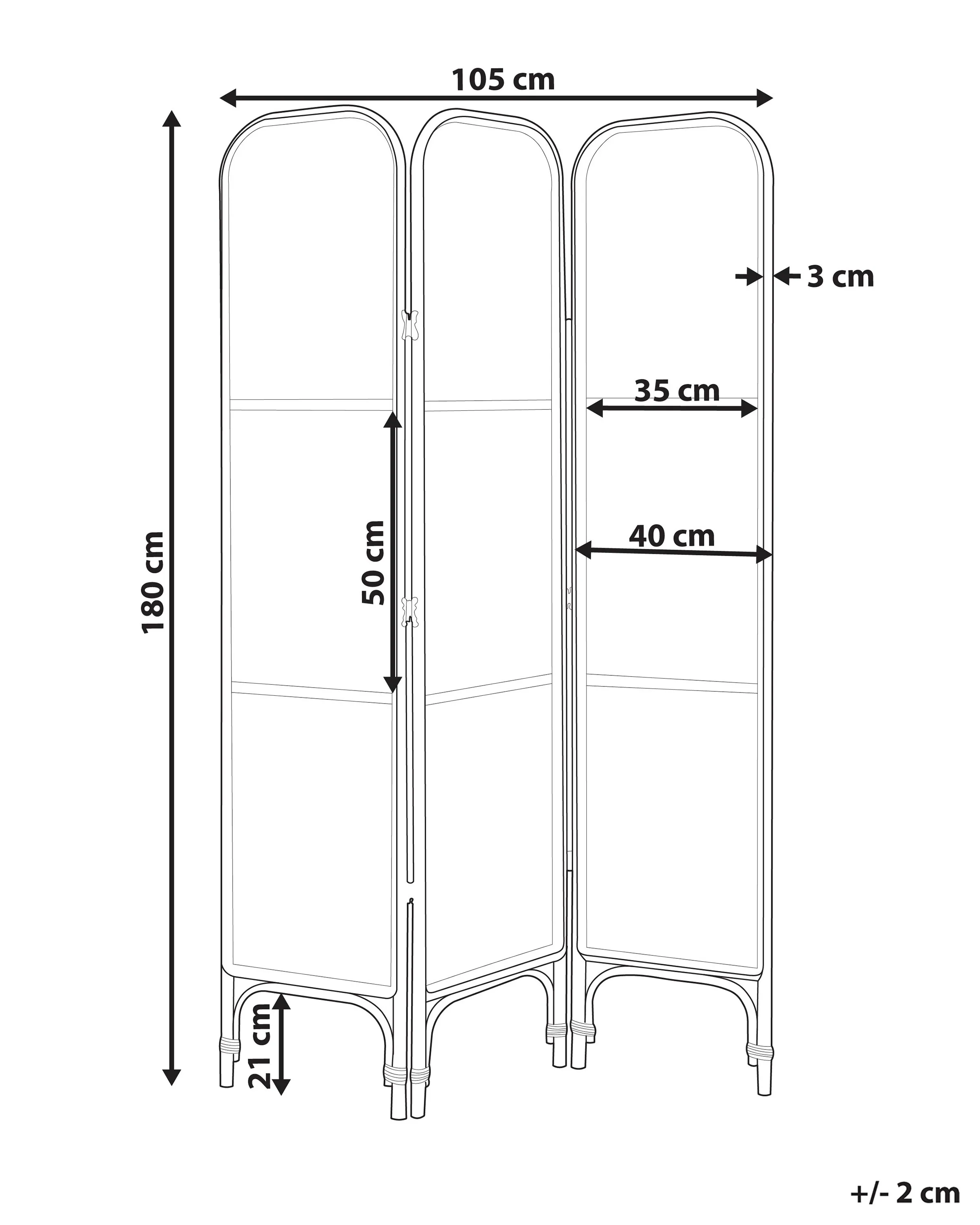 Roomdivider met 3 panelen POTENZA Lichtbruin 105 cm 180 cm