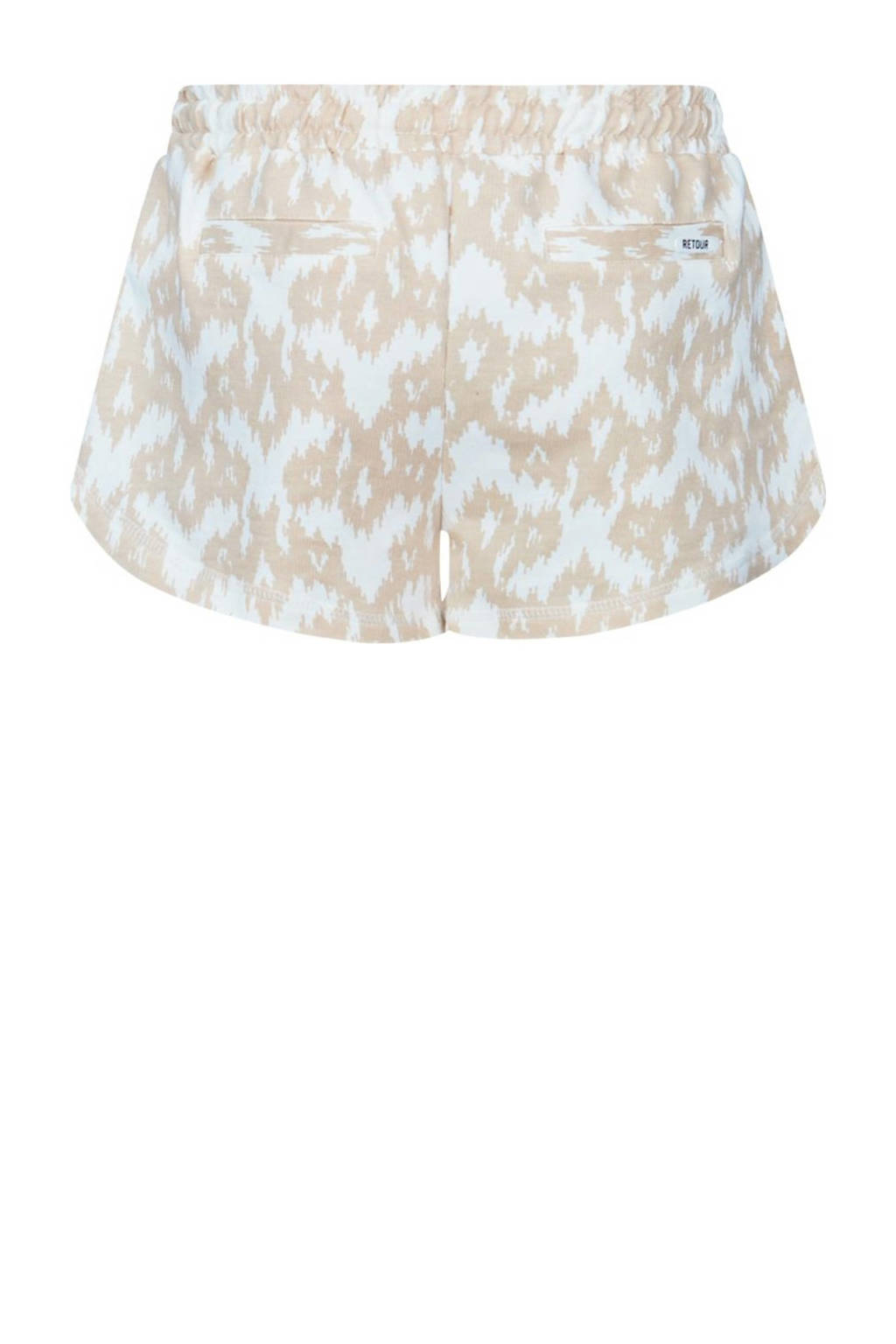 Retour Jeans casual short Rebecca met all over print beige/wit