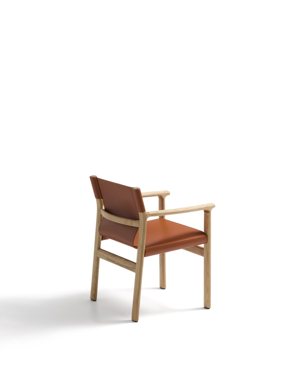 Kave Home Jan eetkamerstoel walnoot, donkerbruin gerecycled leer