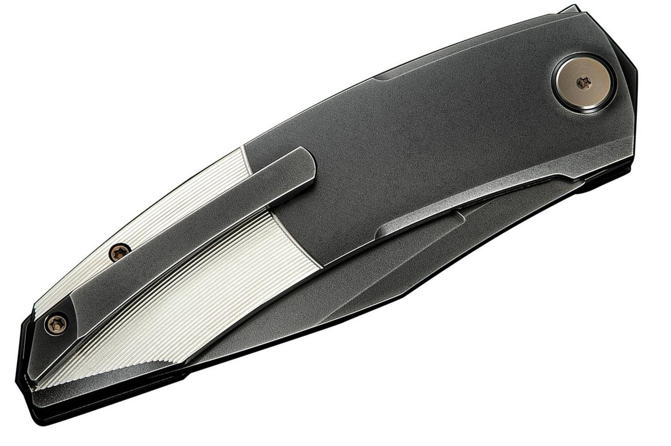WE Knife Sine WE23069B-3 Black M390, Wave Polished Grey Titanium, zakmes