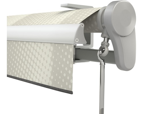 SOLUNA knikarmzonnescherm Trend 2,5x2 Stoffen design J202 Frame zilver geanodiseerd incl. motor, wandschakelaar en noodhandzwengel