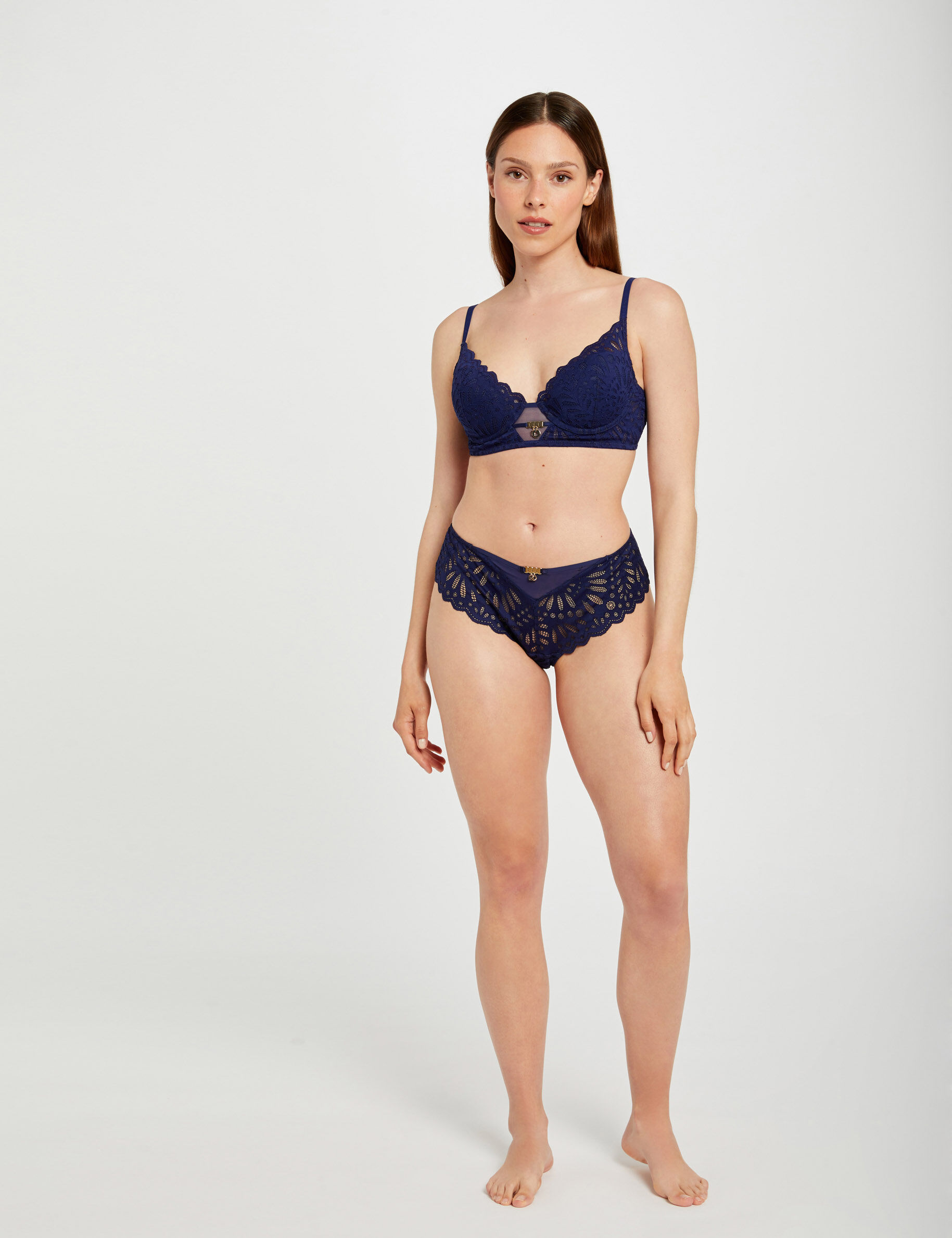 Shorty en dentelle marine femme - marine