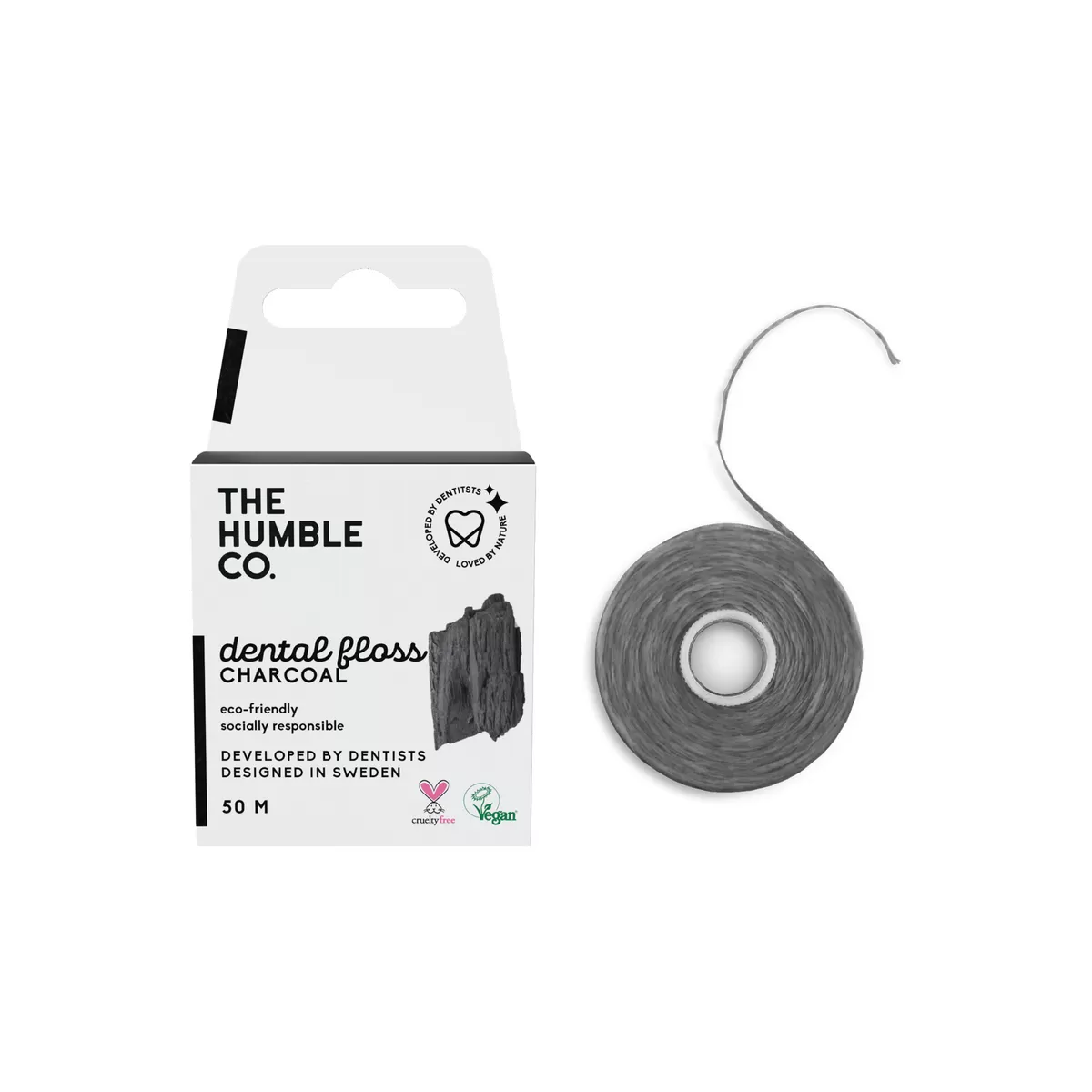 The Humble Co. tandtråd, charcoal - 50 m