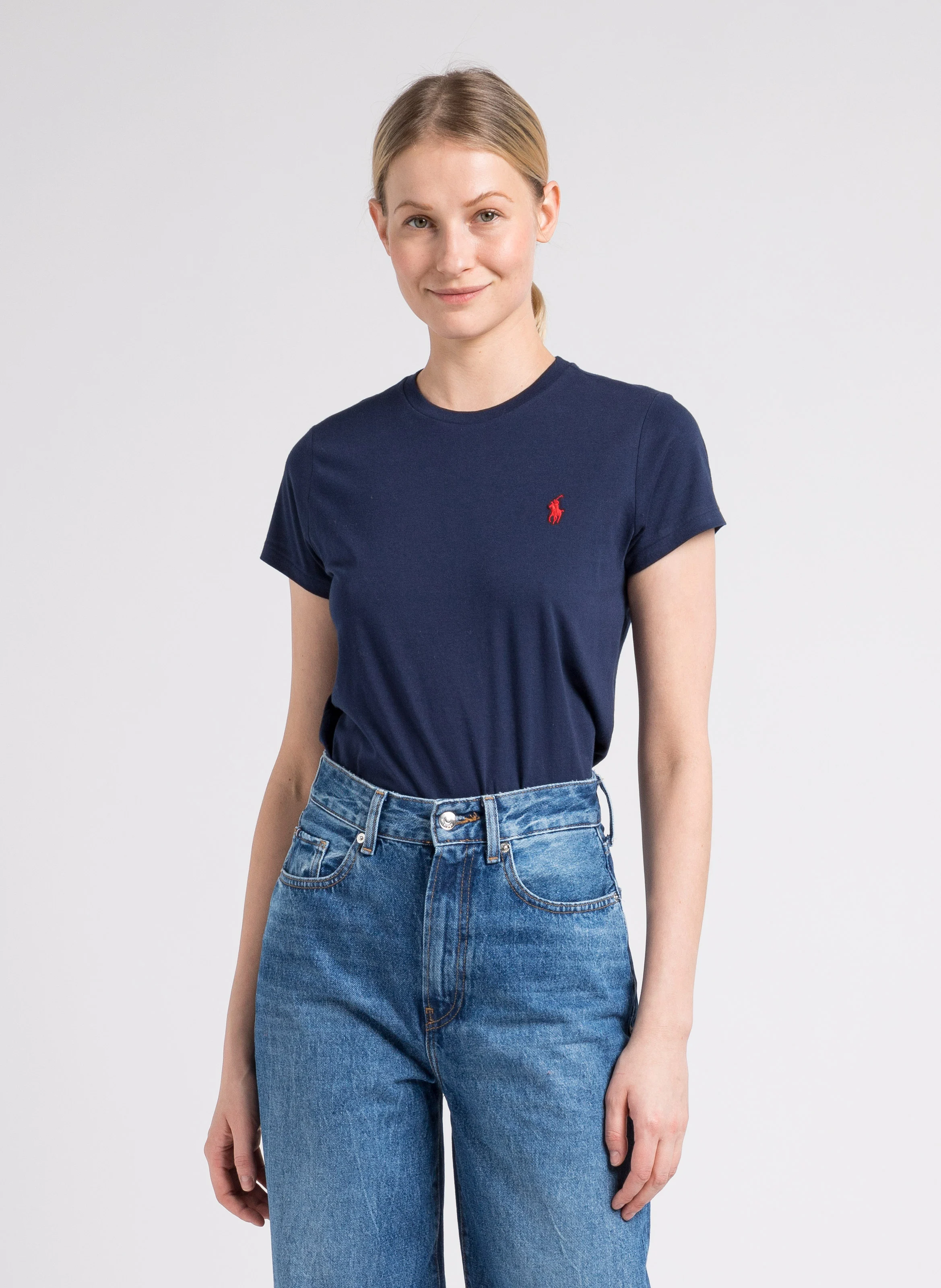 Tee-shirt col rond en coton | Bleu