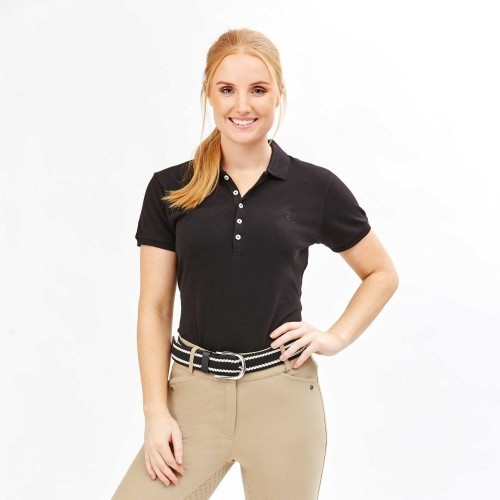 Camisa polo de manga curta Lily para motociclista, preta