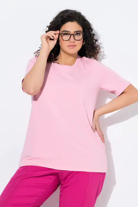 T-Shirt, A-Linie, Rundhalsausschnitt, Halbarm, rosa