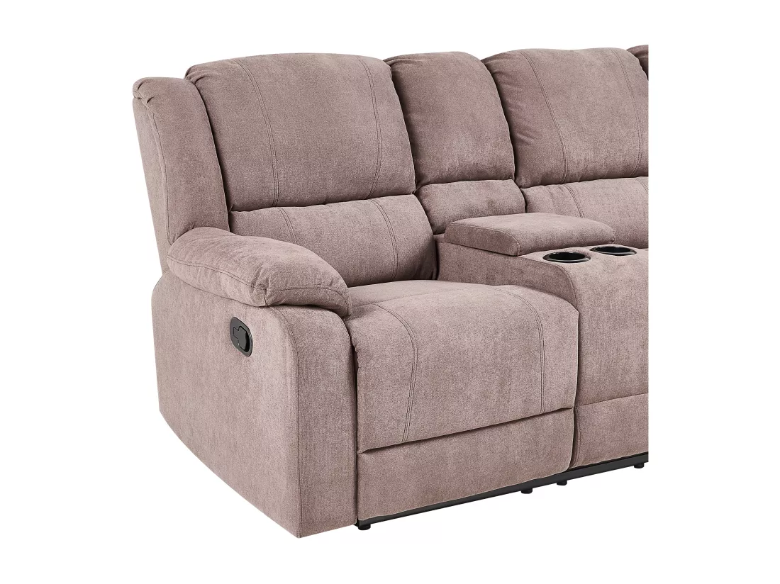 Canapé d'Angle de Relaxation Manuel à 5 Places en Tissu Beige Taupe Rokke