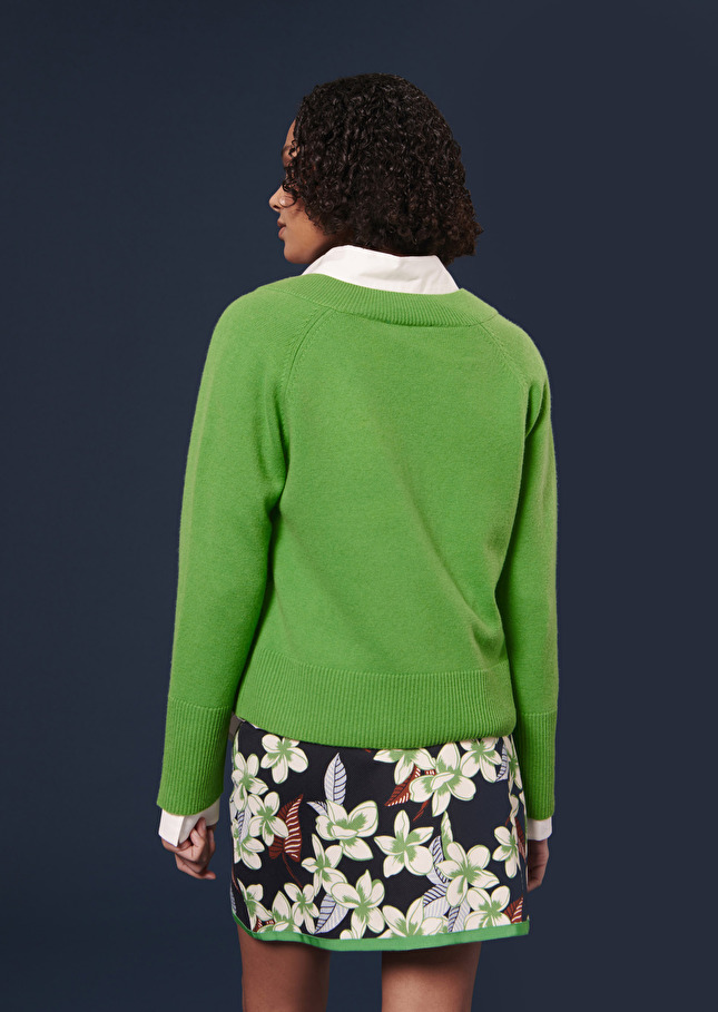Pull Penelopevert en laine mérinos et alpaga