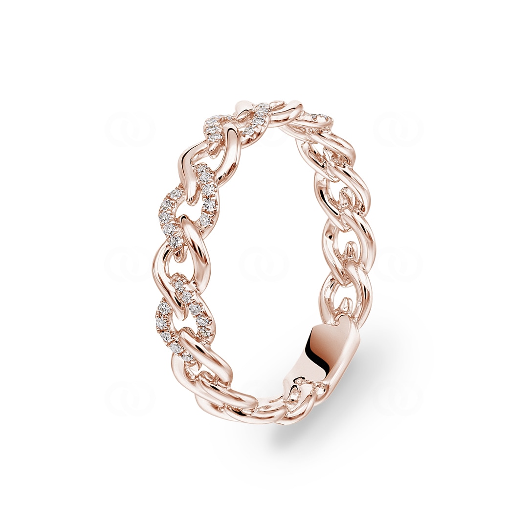 Panzerring 750/18 K Roségold mit Diamanten 0.09 ct H/si