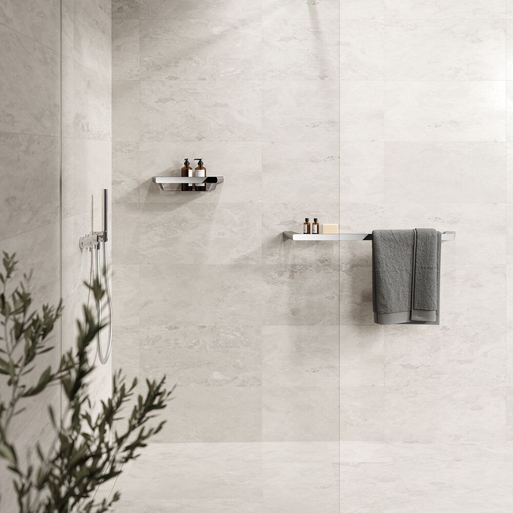 Geesa Shift handdoekrek chroom met planchet van transparant glas