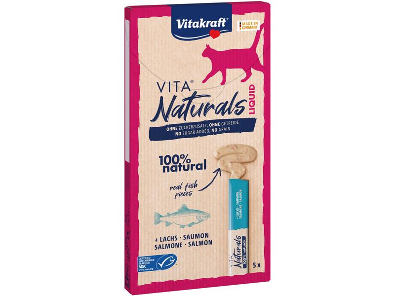 Vitakraft Katzen-Snack VitaNaturals LiquidSnack Lachs, 5 St Natürlicher und cremiger Snack für Katzen