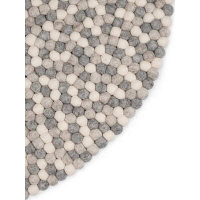 Filzkugelteppich, Grautöne, Ø 90 cm