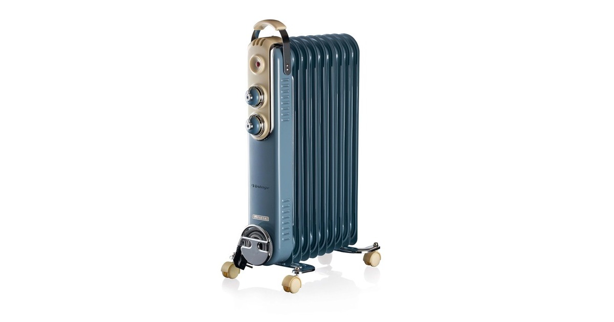ArieteVintage blauwe olieradiator 9-elementen  (Blauw, 2000 Watt, 3 standen)
