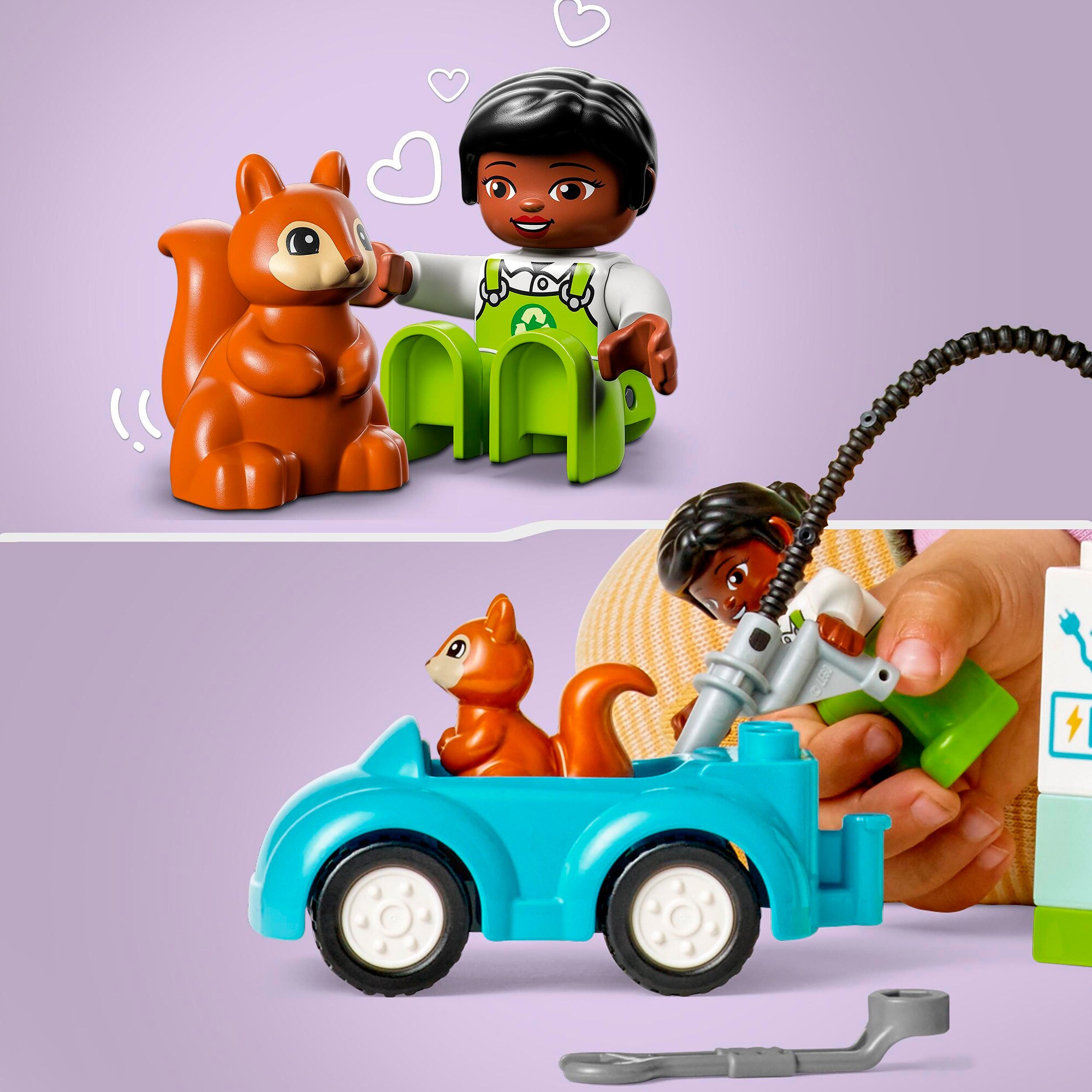 LEGO Konstruktionsspielzeug DUPLO Windrad und Elektroauto