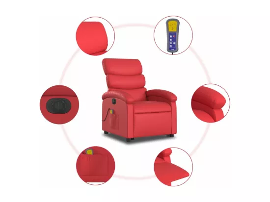 Fauteuil inclinable massant électrique rouge similicuir