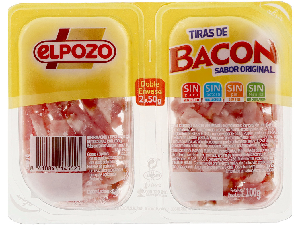 BACON ELPOZO TIRAS 2X50G