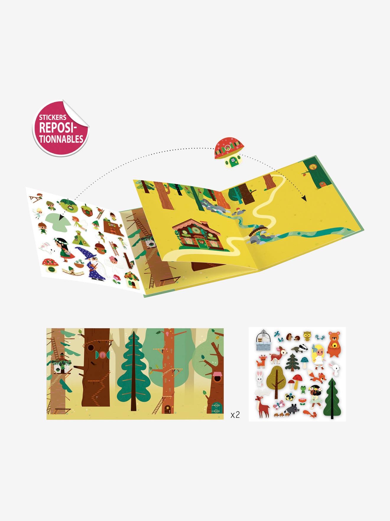 Adesivos reutilizáveis da Floresta Mágica DJECO Multicoloridos