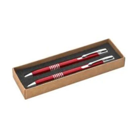Macma Schreibset aus Metall, bestehend aus Kugelschreiber + Druckbleistift, rot