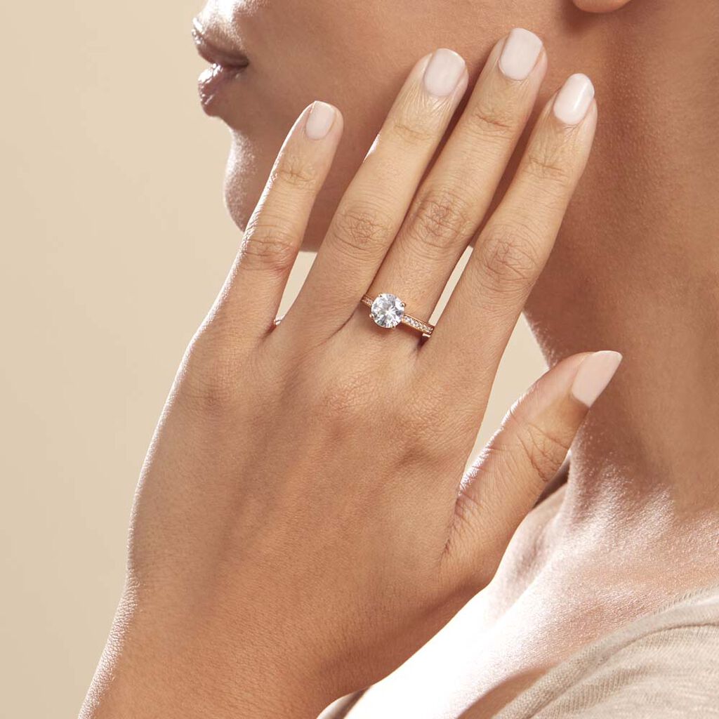 Bague Solitaire Zoura Plaqué Or Jaune Oxyde De Zirconium