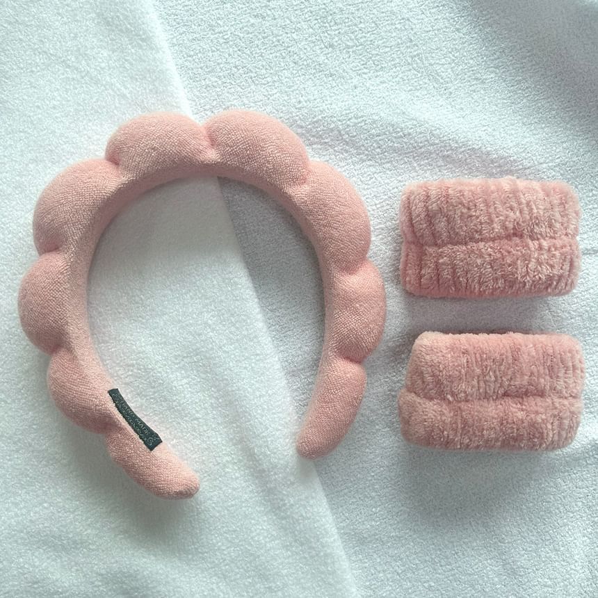 Bohod - Set van 3: Effen gezichtsreiniger hoofdband + polsband