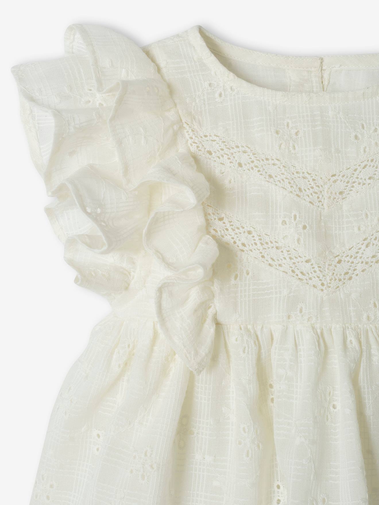Vestido bordado inglês rústico para bebê