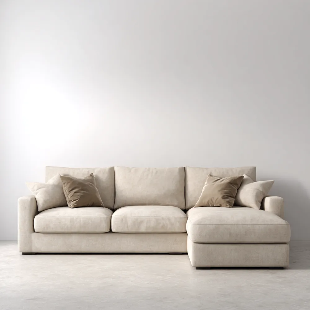 Ecksofa Stoff 230x150x85 cm – Creme – Modernes Design