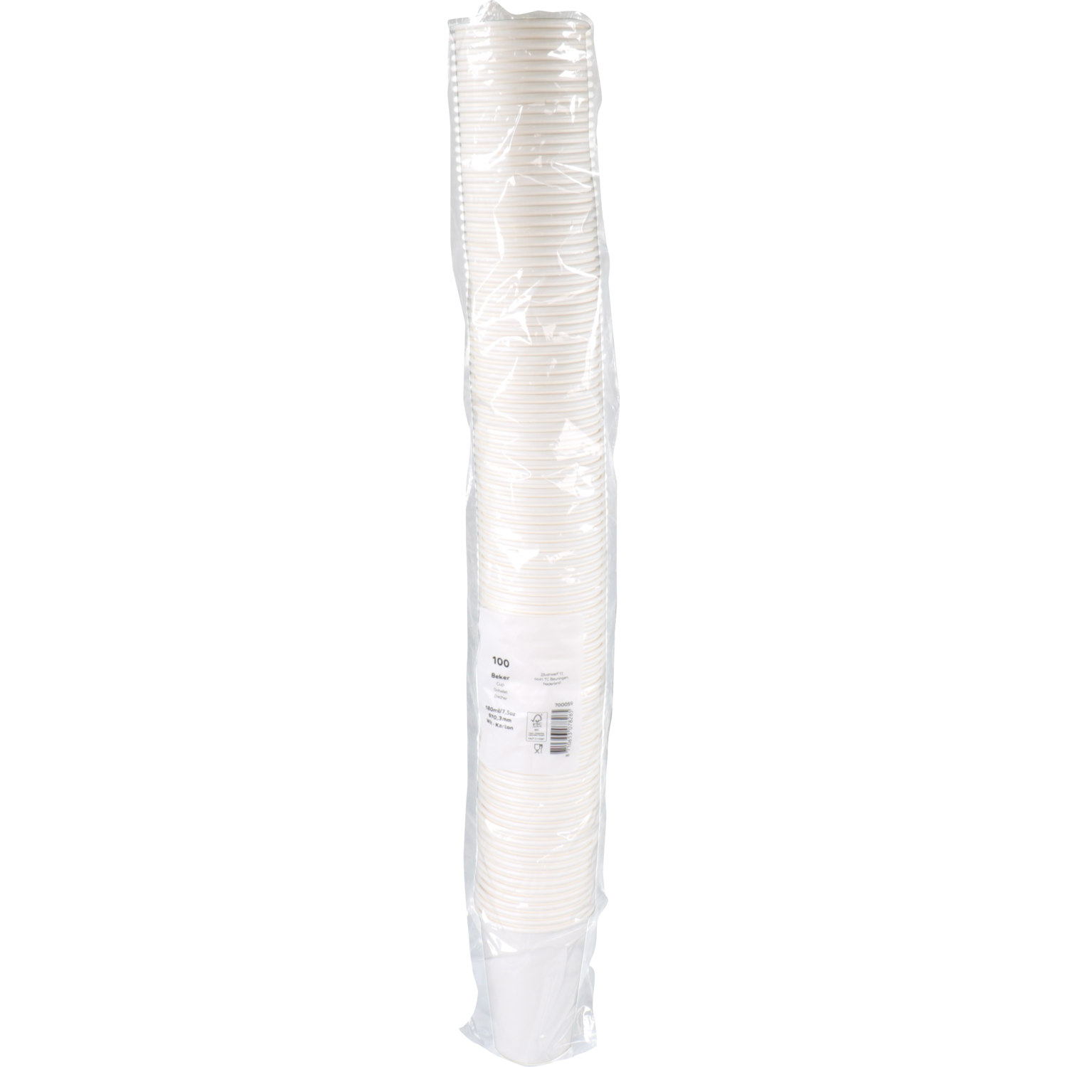 Koffiebeker, Karton + PE, 180ml, 7.5oz, 93mm, wit