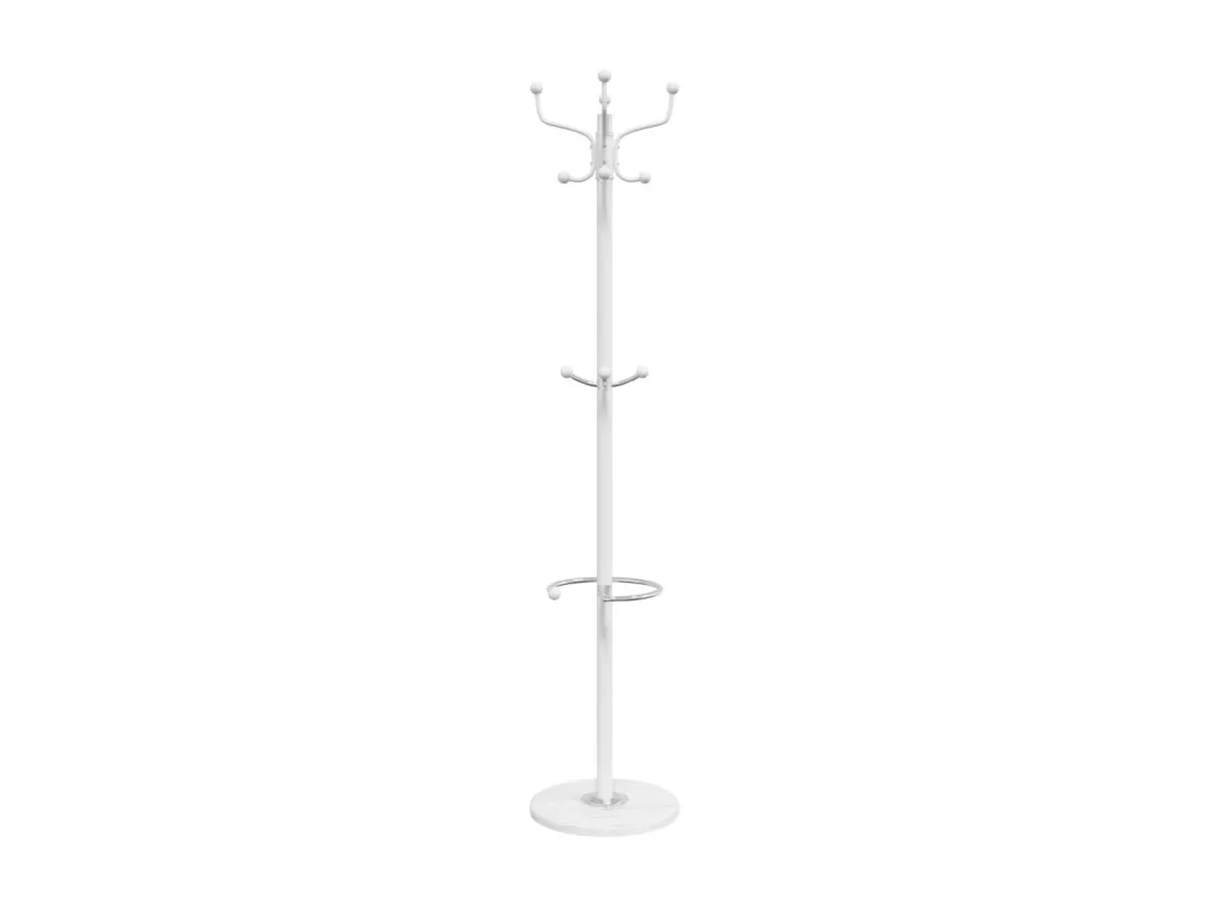 Porte-manteau avec porte-parapluie blanc fer enduit de poudre