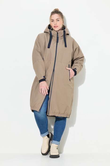 Funktionsjacke, oversized, Teddyfutter, Kapuze, 2-Wege-Zipper