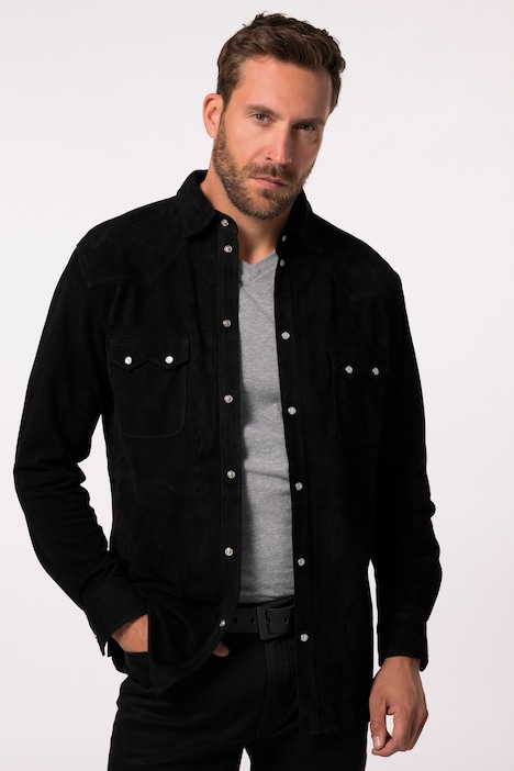 JP 1880 Lederhemd, Langarm, Cowboy-Style, Kentkragen, Modern Fit, bis 7 XL